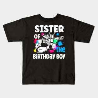 Sister Of The Birthday Boy Paintball Sport Family Matching Kids T-Shirt